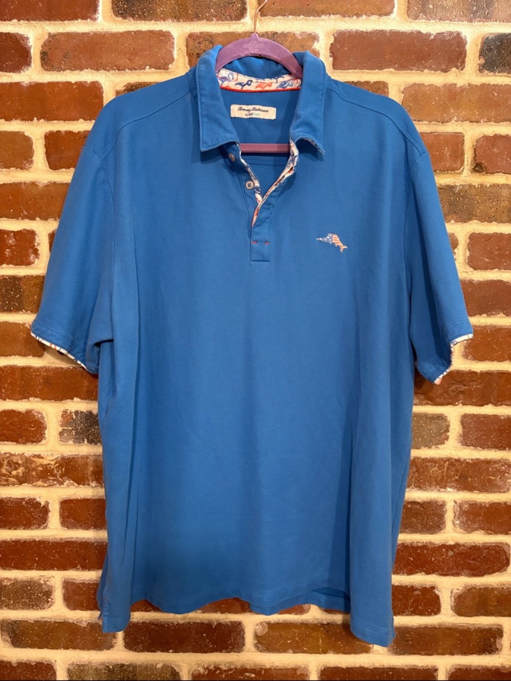 Tommy Bahama island Zone Royal Blue Polo with American flag  Logo XXL